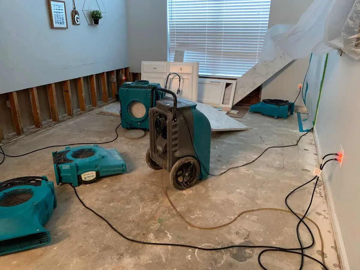 Dehumidifier in flood-cut room for Water Damage Restoration in West Seneca